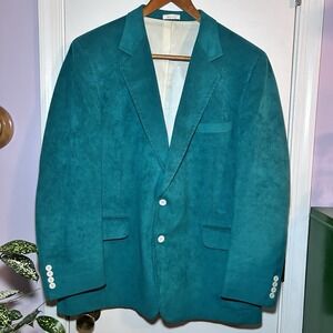 Vintage Teal Green Suede Sportcoat Blazer 80's Men's 46S Ultra-Suede Ungers USA